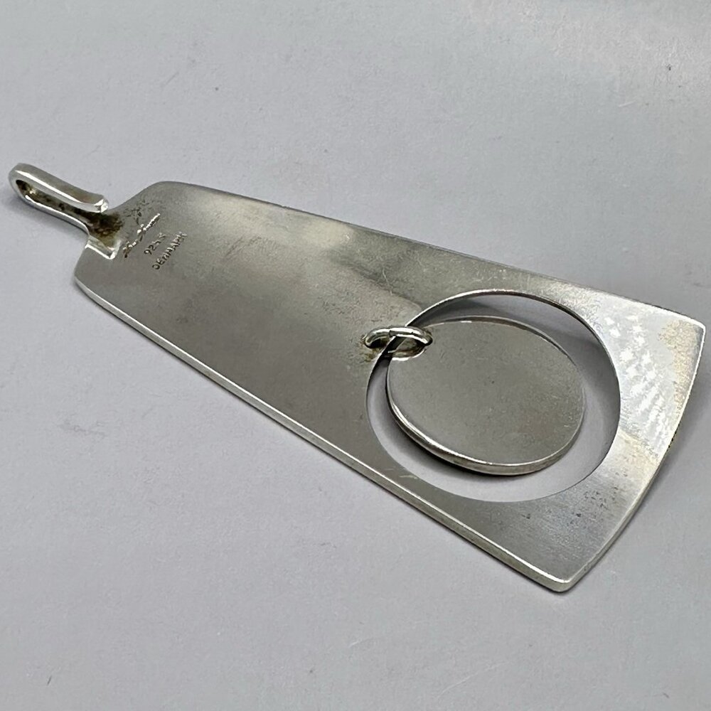 Hans Hansen Denmark #367 Kinetic Pendant 925S Sterling Silver Modernist Signed - Picture 5 of 15